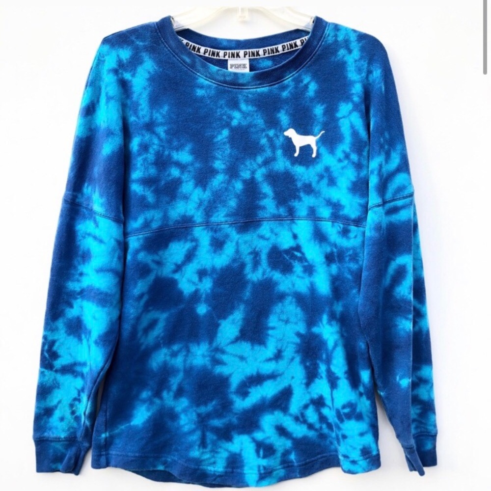 Victoria’s Secret PINK blue tie dye crewneck